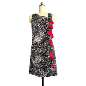 Jonathan Martin Cheetah Print Red Ruffle Mini Pencil Dress Partydress 6